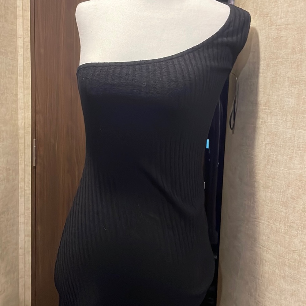 Free People black fitted asymmetrical dress